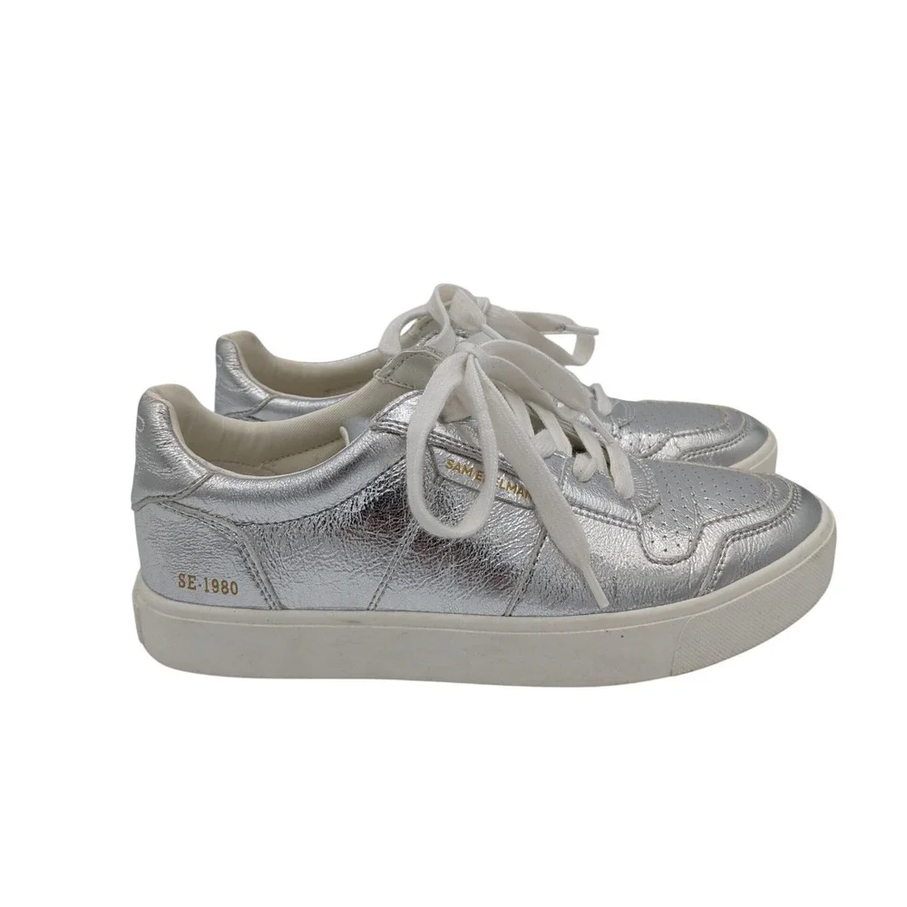 Sam Edelman Edie‎ Silver Metallic Low Top Sneakers Womens Size 6M SE-1980